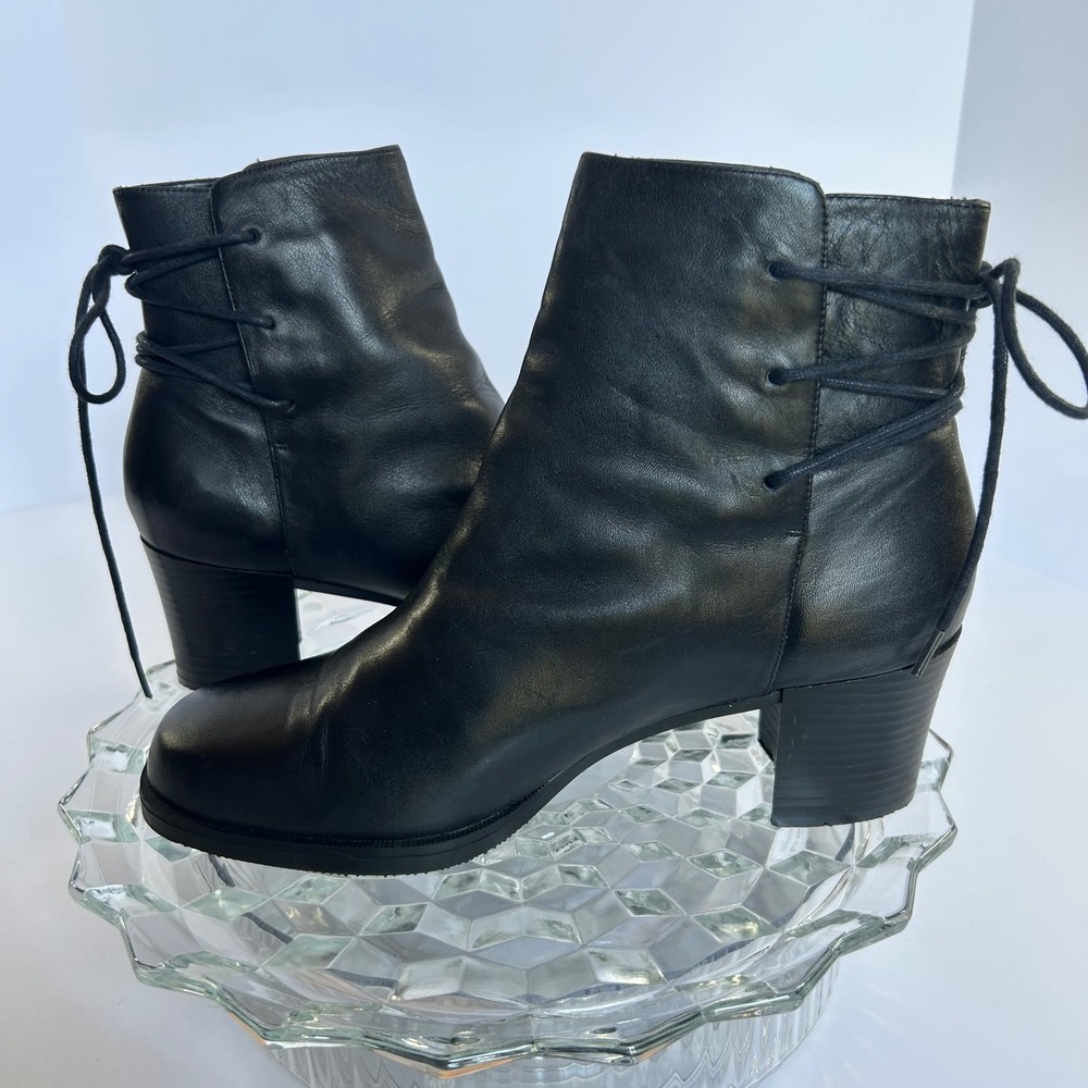Toe Warmers Canada Black Leather Waterproof‎ Ankle Booties Lace Up 9.5M